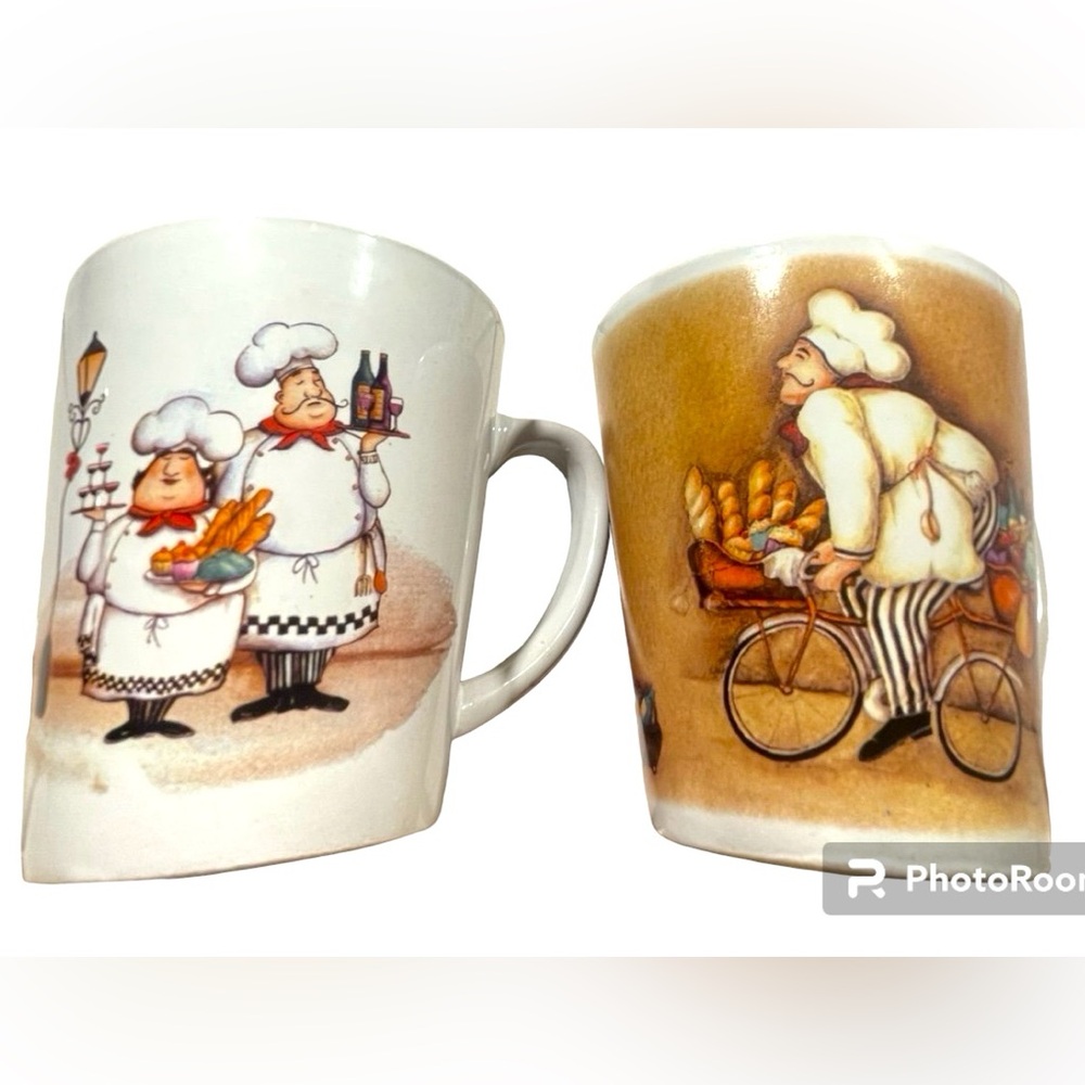 2~Trisa Fat Chef Design Mug Coffee & Soup Cups 4”Aprox